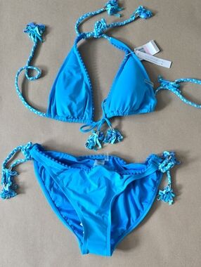 Bleu/Rod Beattie turquoise blue braided strap bikini-10